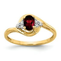 Čvrsti 14K žuti zlatni dijamant i granat januar siječnja crvena draguljarska zaručna prstena veličine