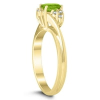 Ženski peridot i dijamantski prsten za okretanje u 10k žutom zlatu