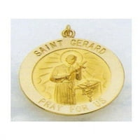 Saint Gerard religijska medalja - Čvrsta 14k žuto zlato