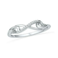 10kt bijelo zlato Ženo okruglo Diamond Infinity Crnot prsten CTTW