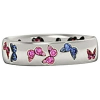 Cara Lady Exquisite Butterfly Inlaid Mješovita boja Circon prsten sa ličnosti 5- bijeli