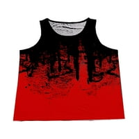 LUMENTO MENS majica Gradient Tops bez rukava za muškarce modne mišićne košulje pulover Red XXL
