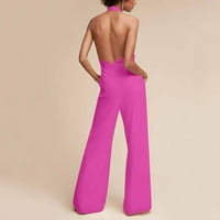 Cuoff Toucsuits za žene Ljetni modni banket haljina viseći vrat pantalone za vrat ROMper vruće ružičaste