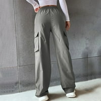 Tobchonp Ženske hlače za ženske hlače od čvrste boje Elastične hlače visoke struke za žene casual udobne