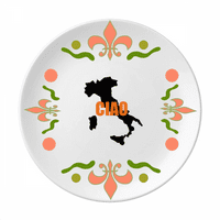 Italija Karta Outline Pozdrav HONOKSS Cvjetna keramika ploča za tanku posuđe za večeru