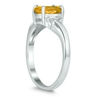 Ženski citrinski i dijamantni valni prsten od 8x u 10k bijelom zlatu