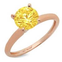 0. CT sjajan okrugli rez simulirani žuti dijamant 14K Rose Gold Solitaire prsten SZ 5