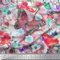 Soimoi Moss Georgette tkanina cvjetna, chick i leptir tkanina za ispis sa širokim dvorištem