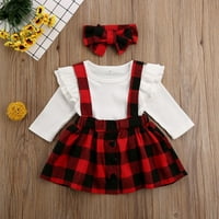 Newborn Baby Girl Suspender suknja Oprema za božićne rufffle s dugim rukavima majice i ukupne suknje