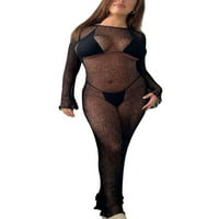Coduop Ženska kupaći kostim Poklopac Maxi Party Haljina Sheer Mesh Dug haljina Backlex Bikini Pogorčena