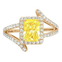 2.1ct smaragdni rez žuta simulirana dijamant 18k žuti zlatni godišnjica angažmana halo prstena veličine