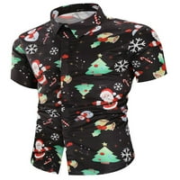 Sanviglor Muška Xmas Bluuse Dugme Down Božićni košulje Rever izrez Tunika Majica Modni vrhovi Holiday