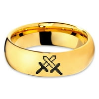 Volfram pikselirani mačevi prekriženi prsten za bend Muškarci Žene Udobne cipele 18K žute zlatne kupole