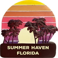 Ljeto Haven Florida Trendy Suvenir Ručno oslikana smola hladnjak Magnet zalazak sunca i dlanka dizajn