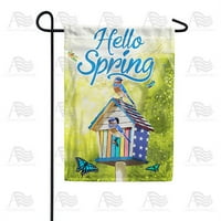 Amerika Zauvijek Proljeće Birdhouse Garden Flag Dvostrana Pozdrav Spring, Patriotska, Ptice, Leptiri