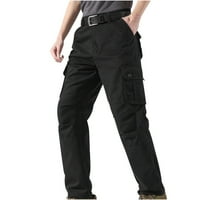 Wyongtao MENS Cargo Pants Casual Joggers Atletska hlače Pamučna labava ravna dukseva, crna xxxxl