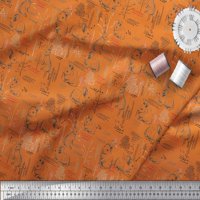 Soimoi Orange Poly Georgette tkanina apstraktna i zečja životinjsko tiskovina tkanine širom