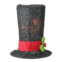 Northerlight 9 Osvijetljeni crni Tinsel snjegović gornji šešir Božićno stablo - bistra svjetla