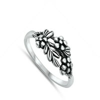 Detaljan prsten za cvijeće. Sterling Silver Band nakit ženski muški unise veličine 4