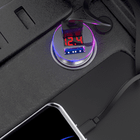 Rush USB auto punjač Brzo naboj - [Smart Detection Fast Charge] Srebrni + [Običan 3-u-podaci kabel]