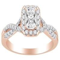Twist Shank ženski zaručni prsten u 14K ružičastog zlata sa 0. CT bijeli prirodni dijamant s prstenom