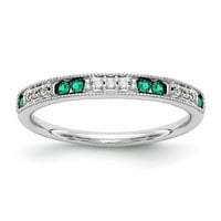 Čvrsti 14K bijeli zlatni dijamant smaragdno zeleni may dragene vjenčani prsten veličine 8