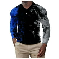 Muške polo majice Print dugih rukava Stret Slim Fit na otvorenom Golf majice Casual V-izrez Atletski