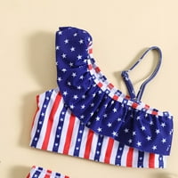 Ljetne djevojke Djevojke Dan nezavisnosti 4. srpnja Star Striped tiskani ruffles kupaći kupaći kostimi