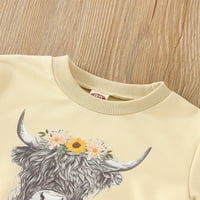 Thaisu Toddler Girl Outfits, Dugi rukav Highland Print pulover tiska + pantalone