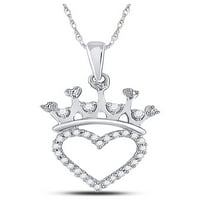 Sterling Silver ženski okrugli dijamantni krunski srčani privjesak CTTW