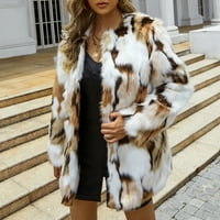 Zimski kaputi za žene Ležerne prilike, toplo plus veličine modne čvrste jakne s dugim rukavima Topla Furry Coat jakna zima V-izrez Print Outterwer chaki l