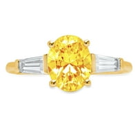 2. CT Brilliant Oval Clear Clear Simulirani dijamant 18k žuti zlato Trobotan prsten s 6