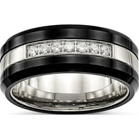 Polirano od nehrđajućeg čelika Black CR-a CZ Beveljeni prsten izrađen u Kini SR563-11