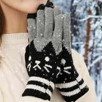 Zimske žene Odrasli plus baršunasti zadebljanje slatkih crtanih rukavica od akrilnih pletenica