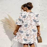 Žene oblače ljetnu haljinu V-izrez kratki rukav majica haljina babydoll ruffles casual mini ženska haljina