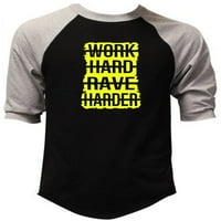 Muški rad Hard Rave Harder V crno siva Raglan Baseball majica X-Velika crna siva