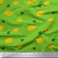 Soimoi zelena pamučna patka od listova i suncokret cvjetna otisnuta od tiskane tkanine uz dvorište široko