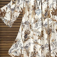 Auroural Womens T majice Žene cvjetni-print casual kratkih rukava V izrez i vrhovi tanka bluza
