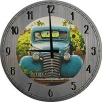 Veliki drveni zidni sat okrugli klasični American HOTROD rustikalni plavi kamion Zidna umjetnost za