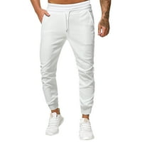 Ketyyh-Chn pantalone za muškarce posteljina hlače muškarci Ljetne pantalone hlače posteljine hlače bijela,