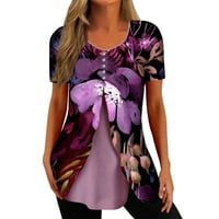 Žene ljetne vrhove Košulje za žene kratki rukav Dressy ljetni casual tiskani V-izrez nepravilni bluze