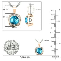 DazzlingRock kolekcija jastuk Blue Topaz & 0. CT okrugli bijeli dijamant Dainty Halo Privjesak sa srebrnim
