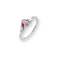 14k bijelo zlato 5x ovalni ružičasti turmalin pravi dijamantni prsten