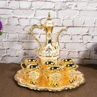 Vintage Turkish Pot kafe set za uključivanje ladice i čajnik srebrni umetke sa kristalnim kamenjem