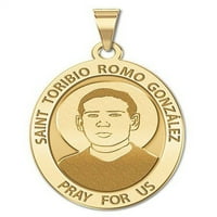 SlikoviloGold.com Saint Toribio Romo Gonzalez - Ovalna religijska medalja Veličina dimeta, čvrsta 14k