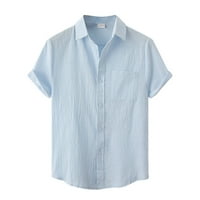 Puawkoer muške proljeće Top košulje od punog boja Ogrlica gornje casual gumb Posebna majica s kratkim