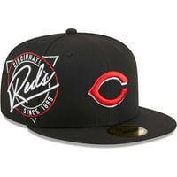 Muškarska nova era crna Cincinnati Reds Neon 59fifty ugrađeni šešir