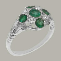 Britanci napravio je 18k bijelo zlato prirodno smaragdno i kubnim cirkonskim ženskim prstenom - veličine