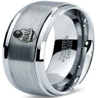 Tungsten 8-kuglični prsten prsten za muškarce Žene Udobnost Fit Grey Step Bevel Edge brušeno polirano