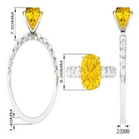Rezač jastuka simulirani žuti safirni prsten pasijansa sa moissine, 14k bijelo zlato, SAD 6,00